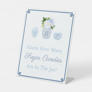 Chinoiserie Guess How Many Blue And White Table Pedestal Sign