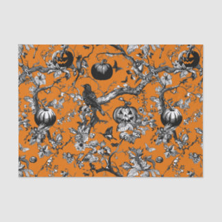 Chinoiserie Halloween Crow &Jack-O-Lantern Pattern Tissue Paper