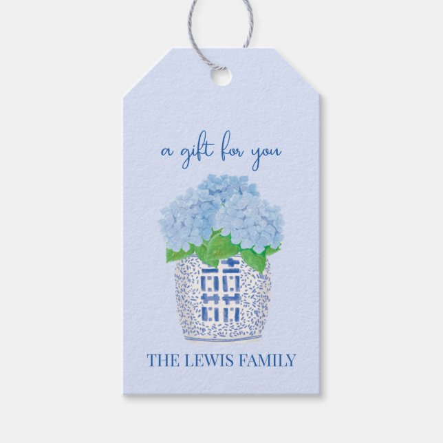 Chinoiserie Hydrangea Gift Tag (Front)