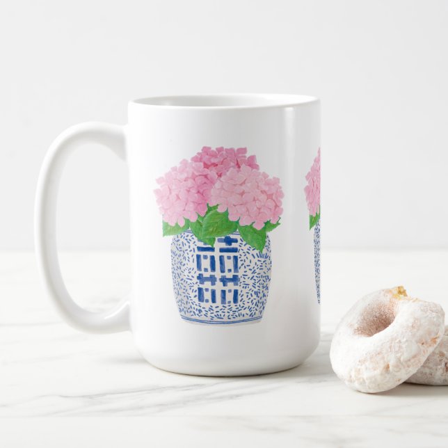 Chinoiserie Hydrangea Mug (With Donut)