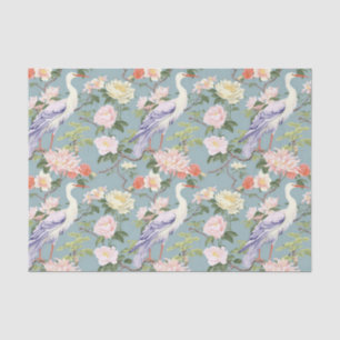 Chinoiserie Jade Floral Egret Tissue Paper