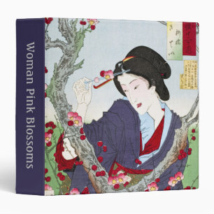 Chinoiserie Japanese Lady & Red Cherry Blossom Binder