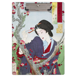 Chinoiserie Japanese Lady & Red Cherry Blossom Clipboard
