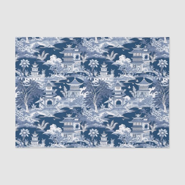 Chinoiserie Landscape Painting Decoupage  Tissue Paper (Front)