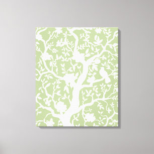 Chinoiserie Large Green Canvas Art 