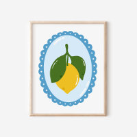 Chinoiserie Lemon and Coquette Oval Frame Art
