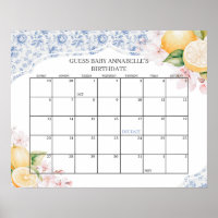 Chinoiserie Lemon Tea Baby Shower Guess Due Date