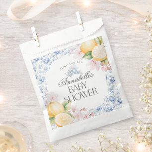 Chinoiserie Lemon Tea Party Baby Shower Dessert Favour Bag