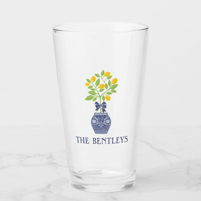 Chinoiserie Lemon Tree Glass Tumbler (Front)