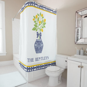 Chinoiserie Lemon Tree Personalized Shower Curtain
