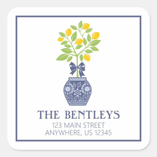 Chinoiserie Lemon Tree Return Address Labels (Front)