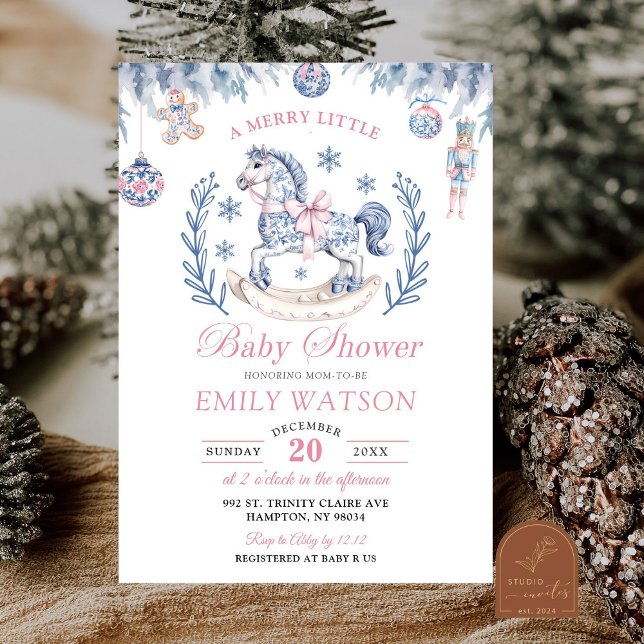 Chinoiserie Merry Little Baby Shower Invitation (Creator Uploaded)
