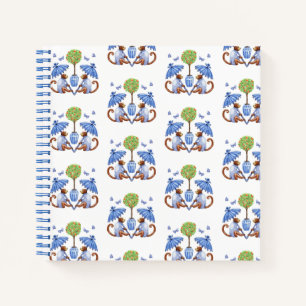 Chinoiserie Monkeys and Parasols Spiral Notebook