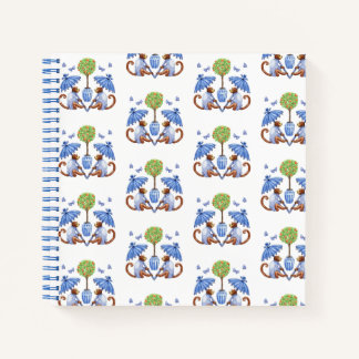 Chinoiserie Monkeys and Parasols Spiral Notebook