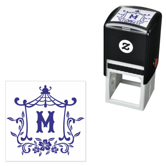 Chinoiserie Monogram Pagoda Self-inking Stamp (In Situ)
