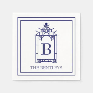 Chinoiserie Monogrammed Pagoda Party Napkins