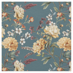 Chinoiserie moody Floral watercolour botanical  Fabric