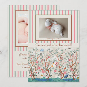 Chinoiserie Mural Nursery Floral and Picture Frame Invitation
