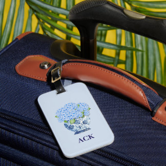 Chinoiserie Nantucket Blue Hydrangeas Luggage Tag