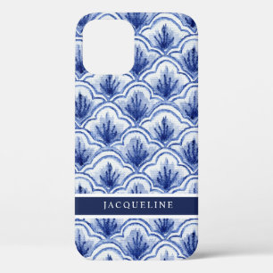 Chinoiserie Navy Blue Shell Vintage Asian Pattern iPhone 12 Case
