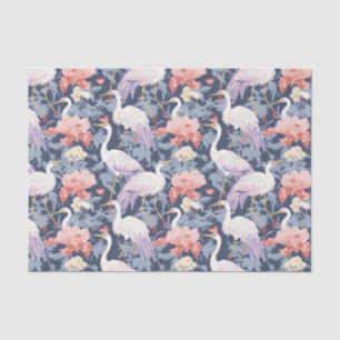 Chinoiserie Navy Floral Egret Tissue Paper