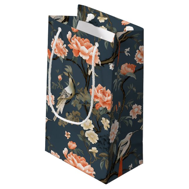 Chinoiserie on Denim Blue Small Gift Bag (Back Angled)