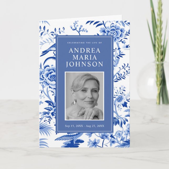 Chinoiserie Order Of Service Funeral Program (Front)