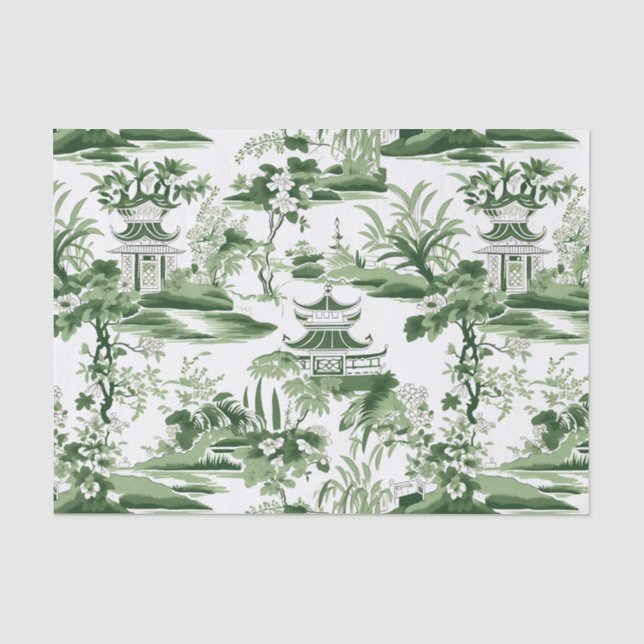 Chinoiserie Orient Landscape Painting Decoupage Tissue Paper (Front)