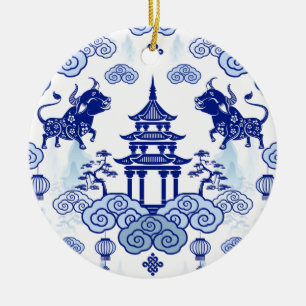 Chinoiserie ornement de Noël Bull & Pagode