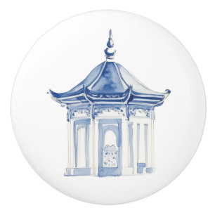 Chinoiserie Pagoda 2 Ceramic Knob