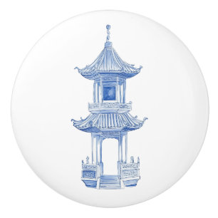 Chinoiserie Pagoda 3 Ceramic Knob
