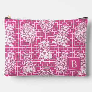 Chinoiserie Pagoda – Hot Pink Preppy Asian Garden Accessory Pouch