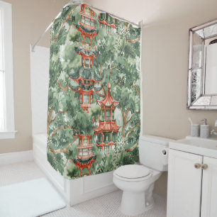 Chinoiserie Pagoda Sage Green Forest