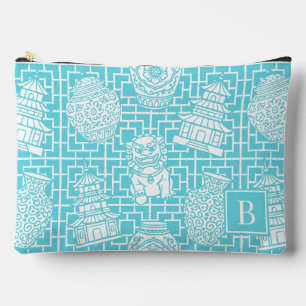 Chinoiserie Pagoda - Turquoise Preppy Asian Garden Accessory Pouch