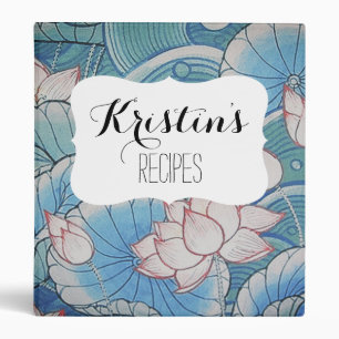 Chinoiserie Pastel Oriental Pink & Blue Floral Binder