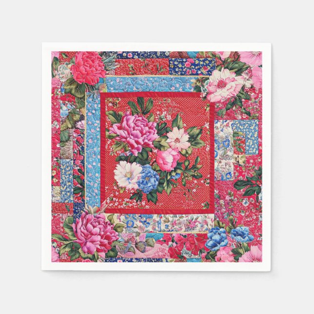 Chinoiserie Patchwork Floal Napkin (Front)
