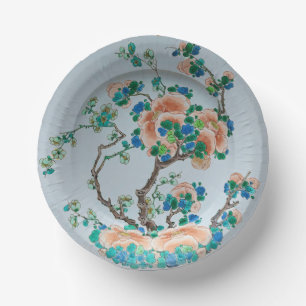 Chinoiserie Peach Blossom Faux China Paper Plate