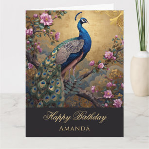 Chinoiserie Peacock Birthday Card
