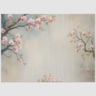 Chinoiserie Peacock Floral Pink Blossom Decoupage Tissue Paper