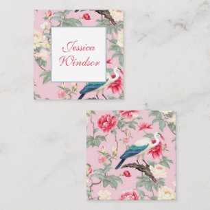 Chinoiserie Pink Floral Egret Gift Enclosure Card