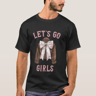 Chinoiserie Pink Lets Go Girls Country Western Cow T-Shirt