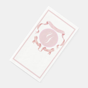 Chinoiserie Pink Ribbons Logo Crest  Napkin