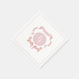 Chinoiserie Pink Ribbons Logo Crest    Napkin
