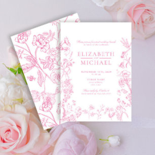 Chinoiserie Pink Victorian Post Wedding Brunch Invitation