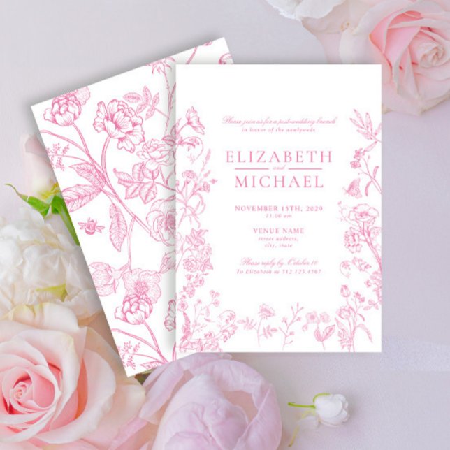 Chinoiserie Pink Victorian Post Wedding Brunch Invitation (Creator Uploaded)