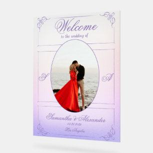 Chinoiserie Purple Roses Victorian Wedding Welcome Acrylic Sign