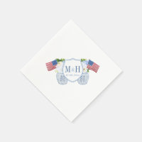 Chinoiserie Red White Blue Monogram Wedding Party