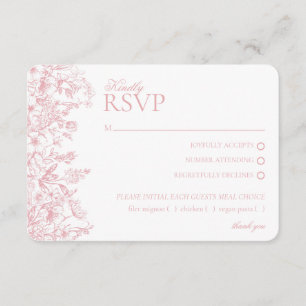 Chinoiserie rose Floral RSVP carte de repose