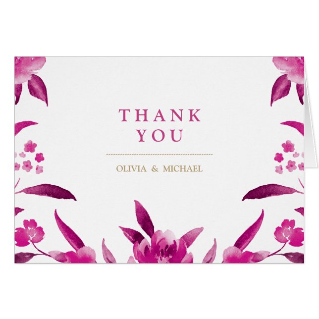 Chinoiserie rose florale Mariage merci (Devant Horizontal)