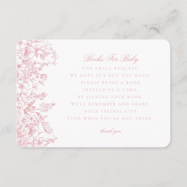 Chinoiserie rose Livres pour invitation bébé Inser (Devant)